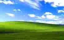 Windows XP Bliss wallpaper compressed to 2,159 bytes