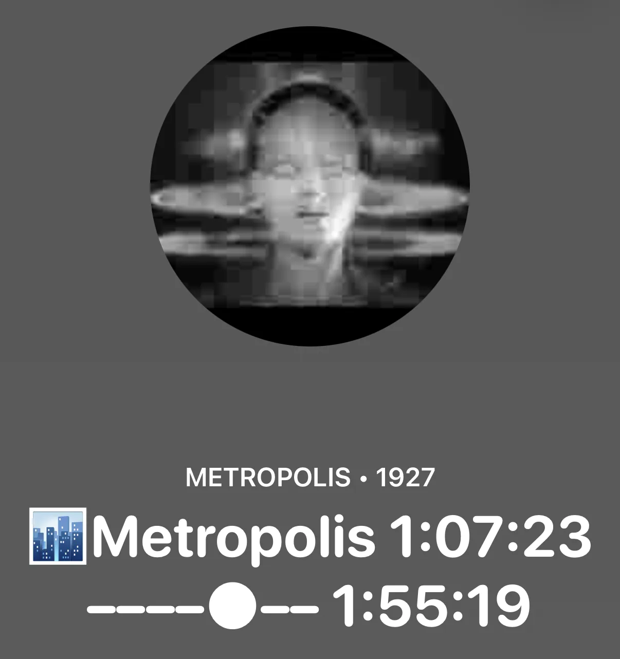 sQReening showing Metropolis with a live playhead in the vCard preview